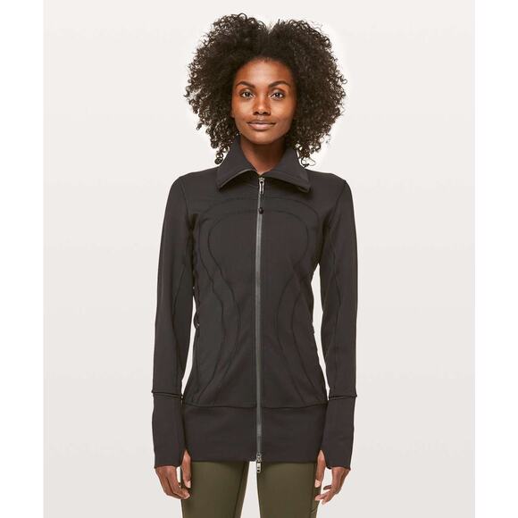 Lululemon In Stride Athletic Jacket thumbholes zipper zip black womens 4 - Picture 2 of 9